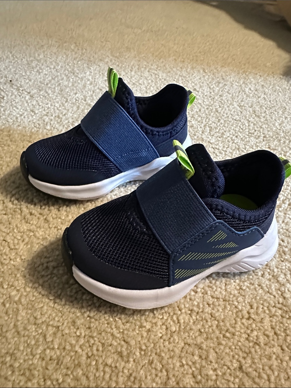 Athletic Works Navy and Lime Kids Slip-On Athletic Sneakers